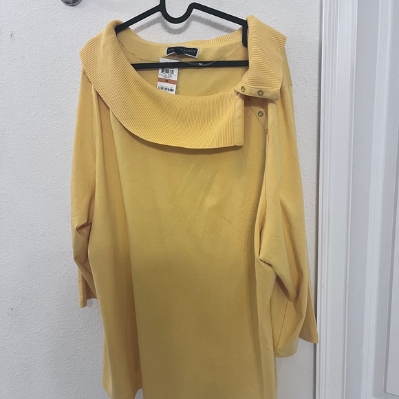 Lara Scot  Yellow Off  Shoulder Sweater Top   New with tags 3X - Picture 1 of 13